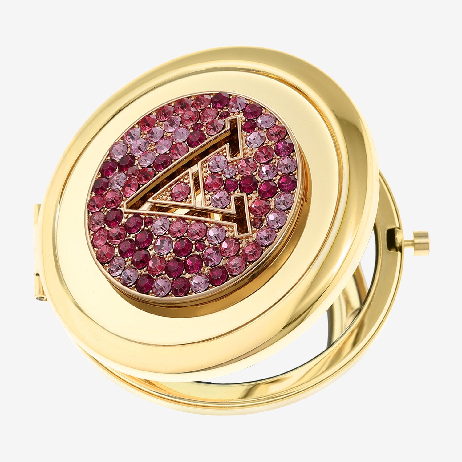 Monet Jewelry Initial Gold Tone Round Compact Mirror