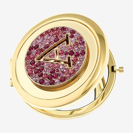 Monet Jewelry Initial Gold Tone Round Compact Mirror