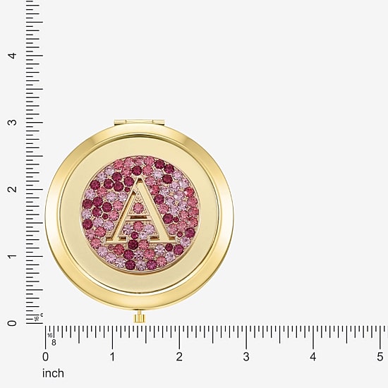 Monet Jewelry Initial Gold Tone Round Compact Mirror