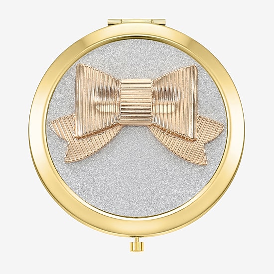 Monet Jewelry Gold Tone Bow Compact Mirror