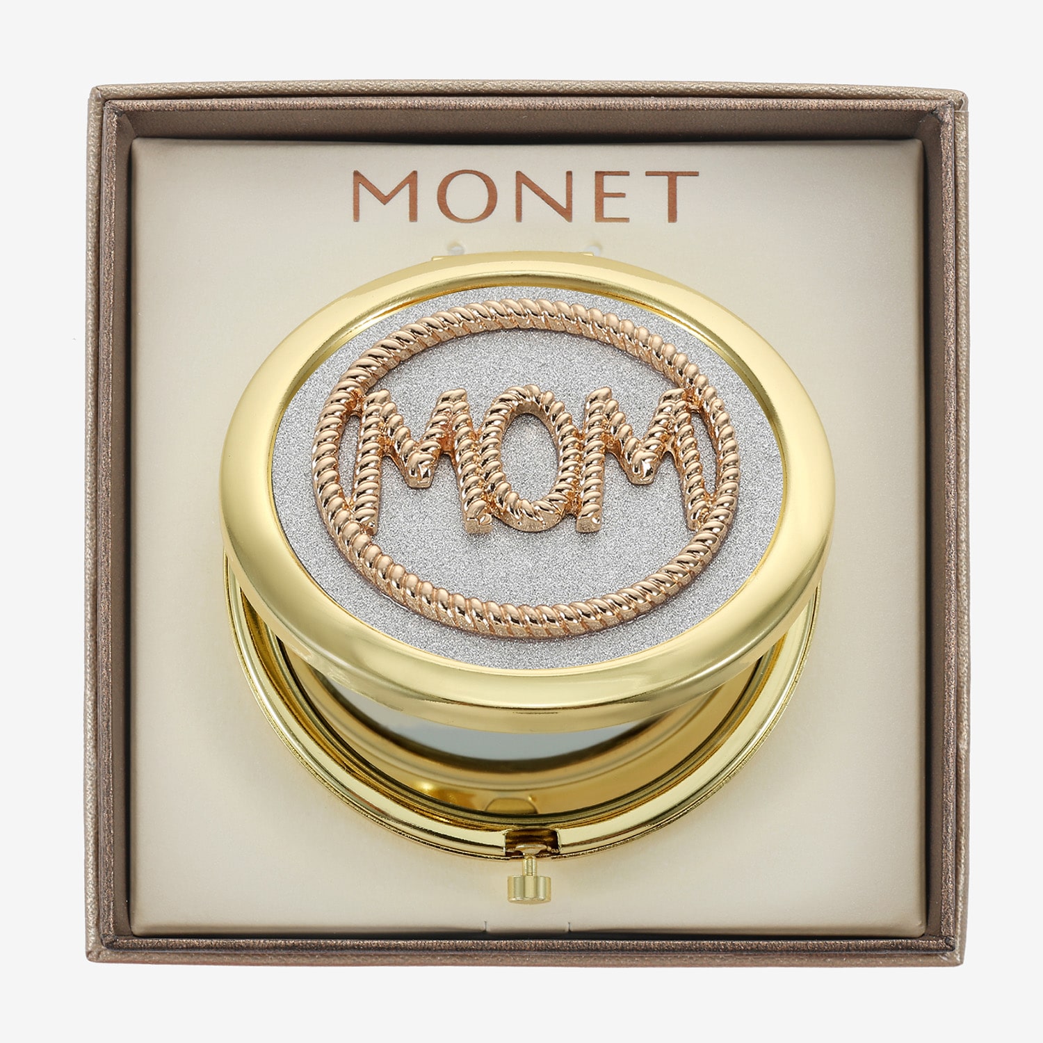 Monet Jewelry Mom Gold Tone Compact Mirror