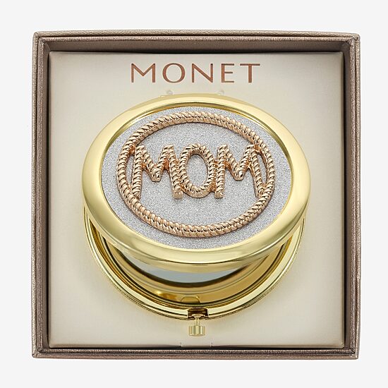 Monet Jewelry Mom Gold Tone Compact Mirror