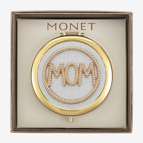 Monet Jewelry Mom Gold Tone Compact Mirror