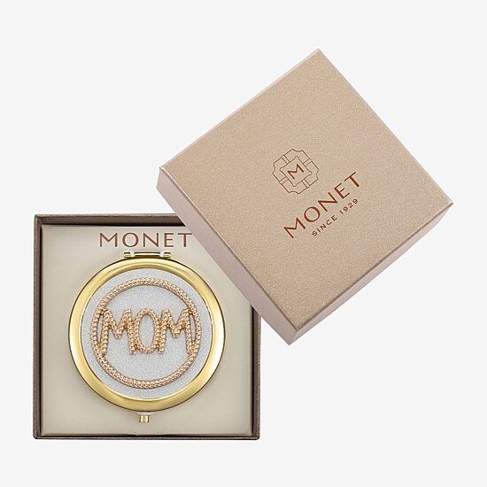 Monet Jewelry Mom Gold Tone Compact Mirror