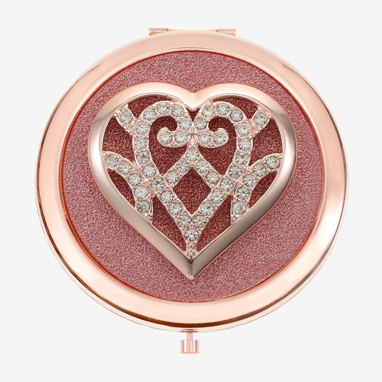 Monet Jewelry Rose Tone Heart Compact Mirror