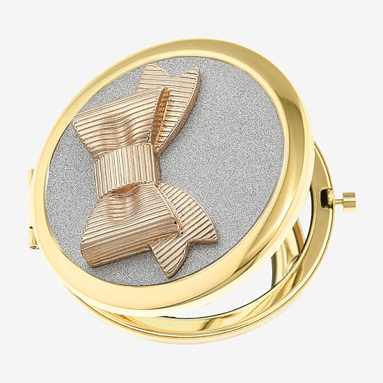Monet Jewelry Gold Tone Bow Compact Mirror