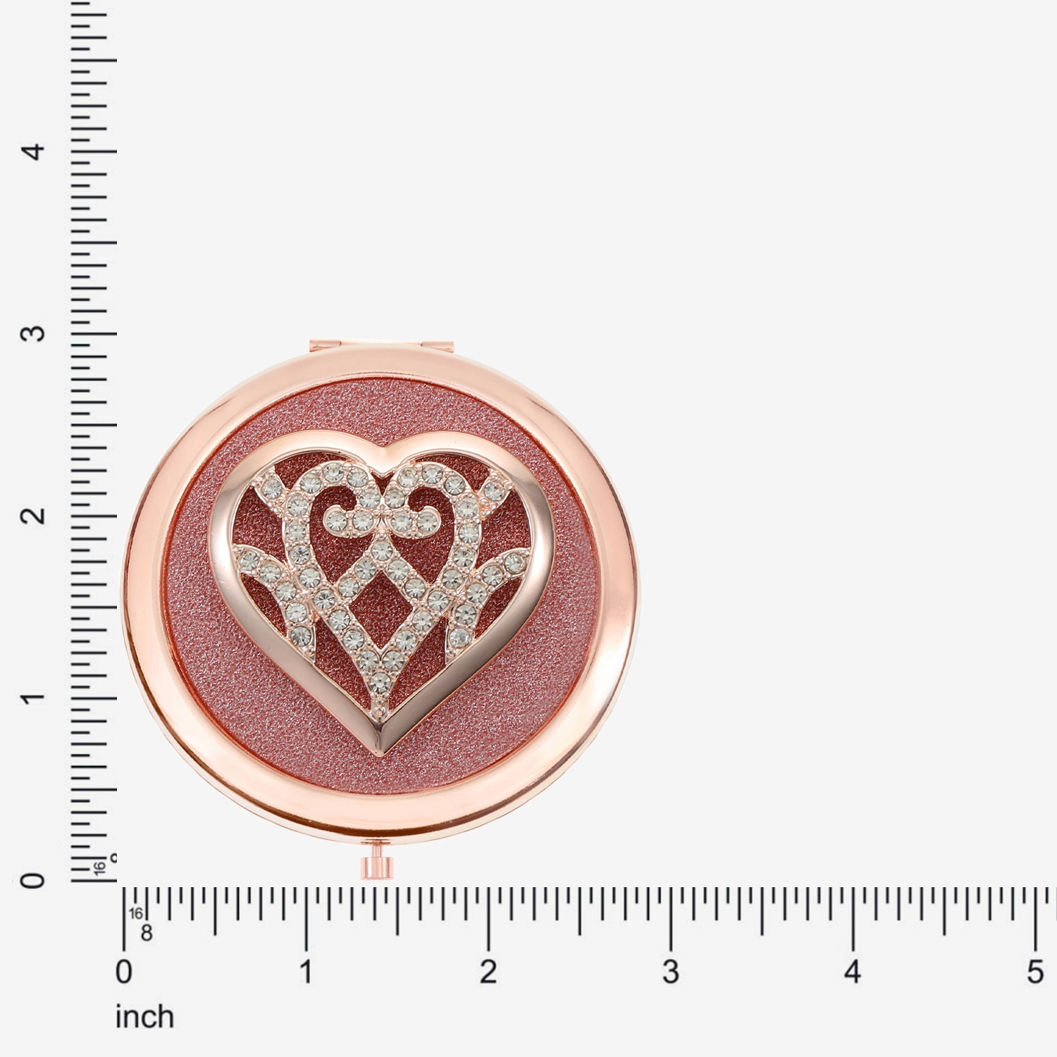 Monet Jewelry Rose Tone Heart Compact Mirror