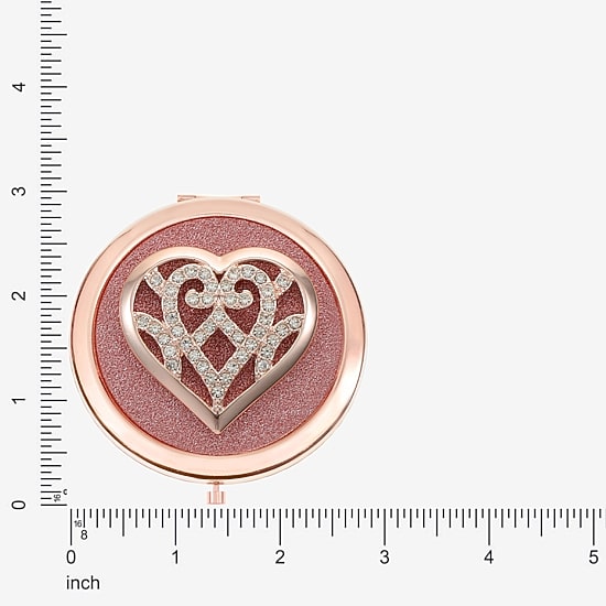 Monet Jewelry Rose Tone Heart Compact Mirror