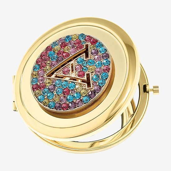 Monet Jewelry Initial Gold Tone Round Compact Mirror