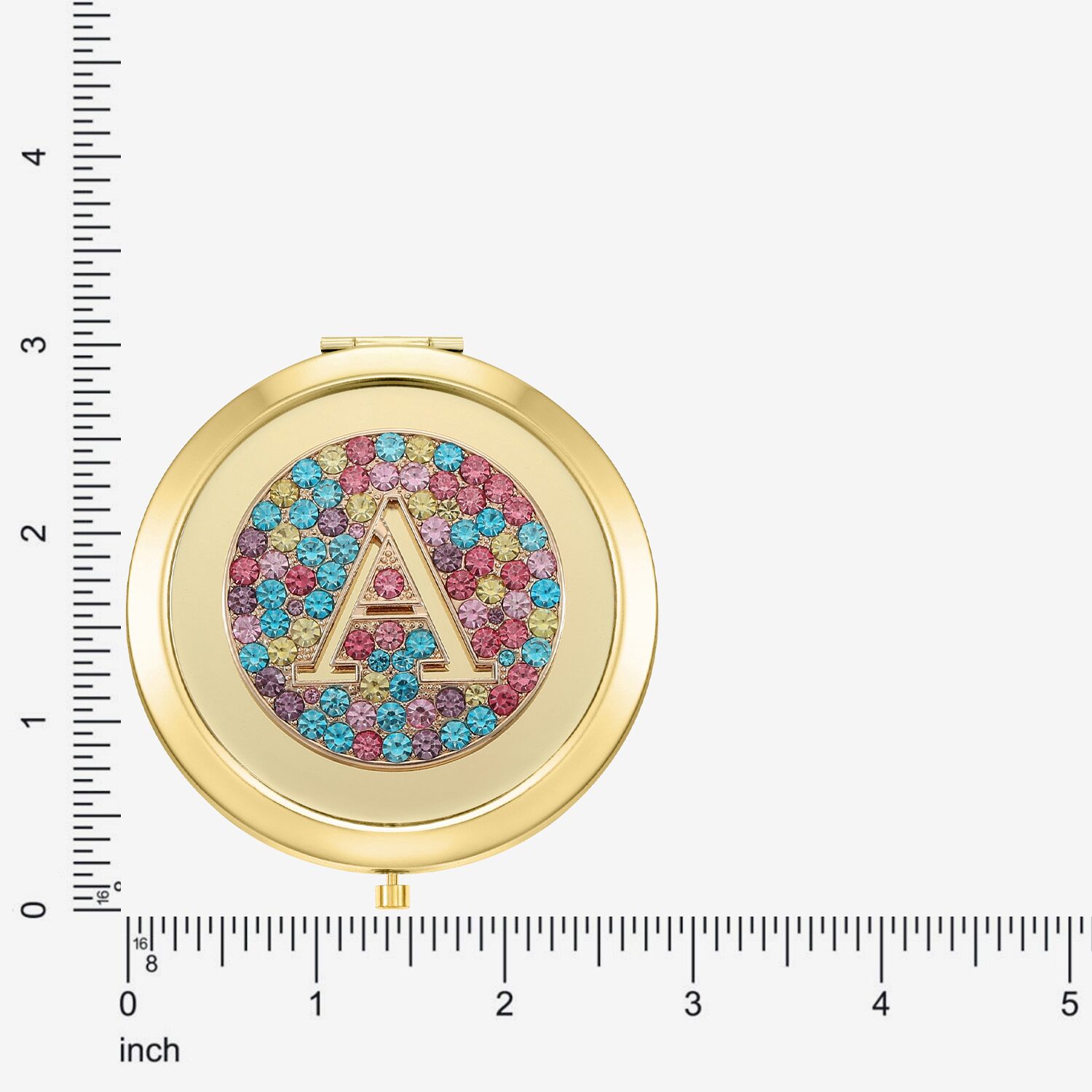 Monet Jewelry Initial Gold Tone Round Compact Mirror