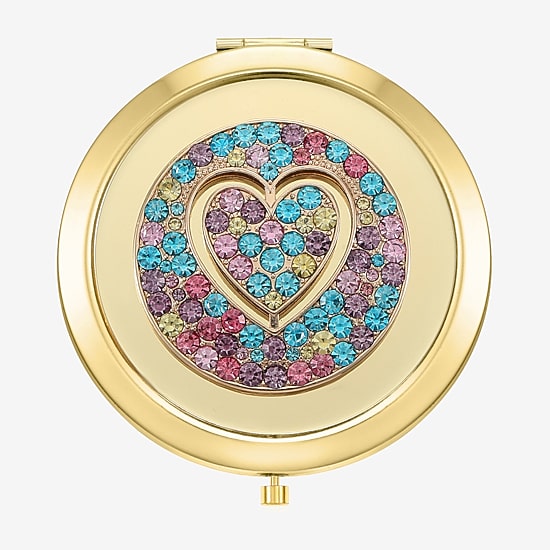 Monet Jewelry Gold Tone Round Compact Mirror