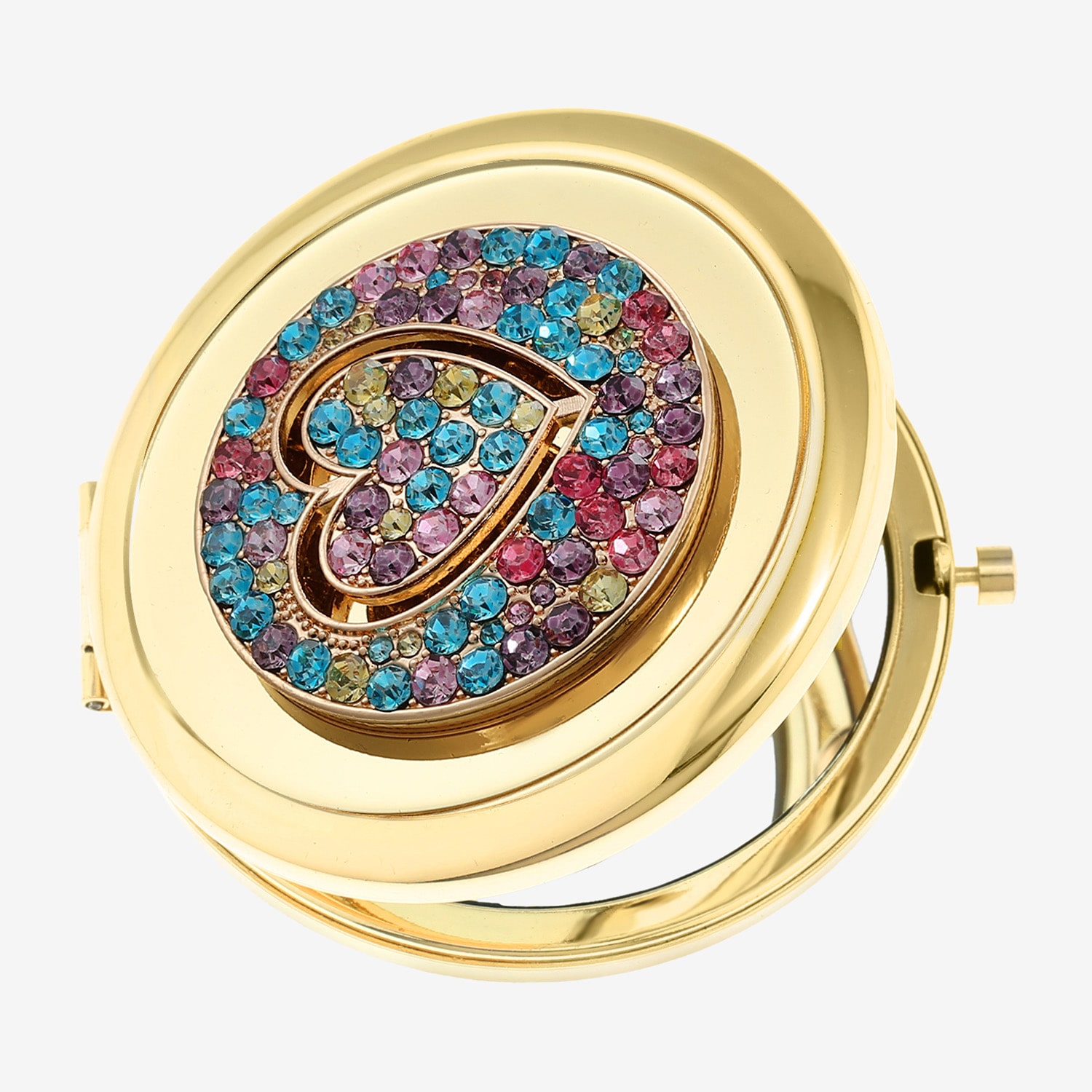 Monet Jewelry Gold Tone Round Compact Mirror