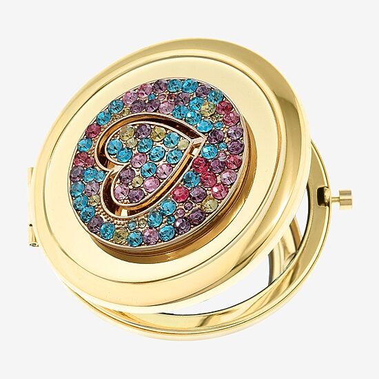 Monet Jewelry Gold Tone Round Compact Mirror
