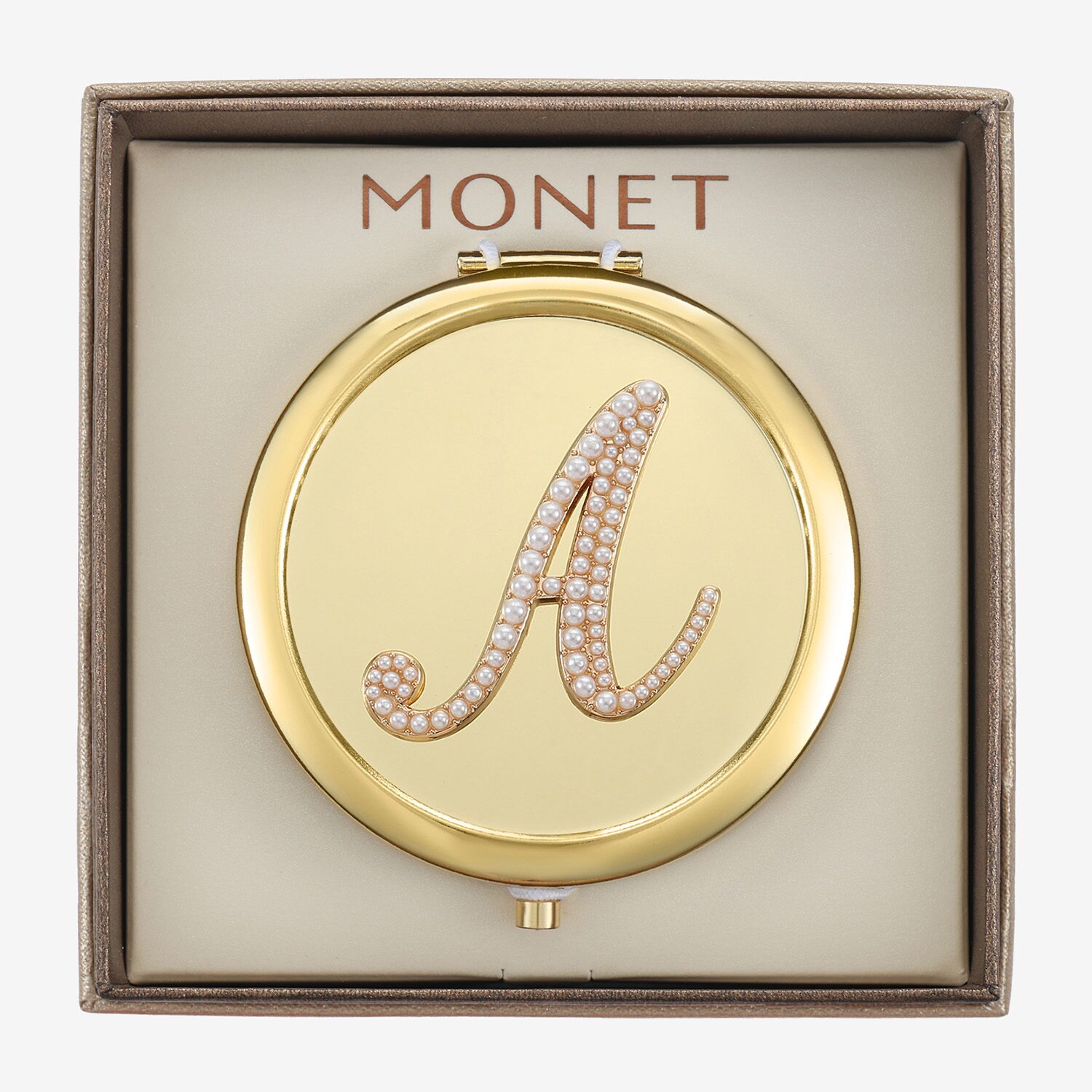 Monet Jewelry Initial Gold Tone Compact Mirror