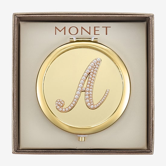 Monet Jewelry Initial Gold Tone Compact Mirror