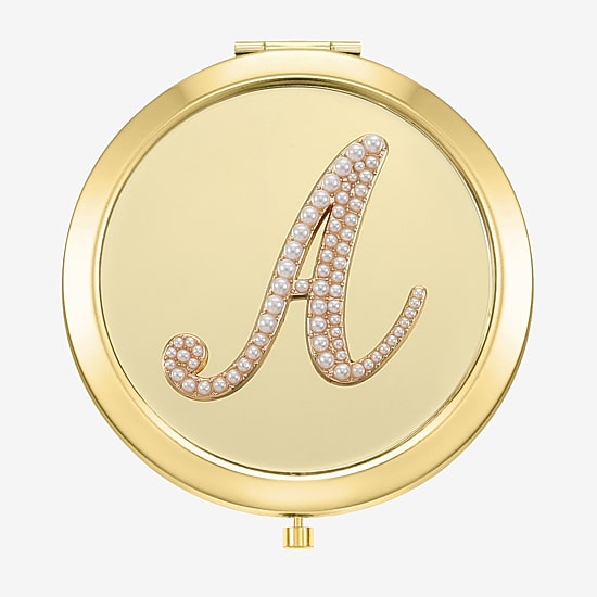 Monet Jewelry Initial Gold Tone Compact Mirror
