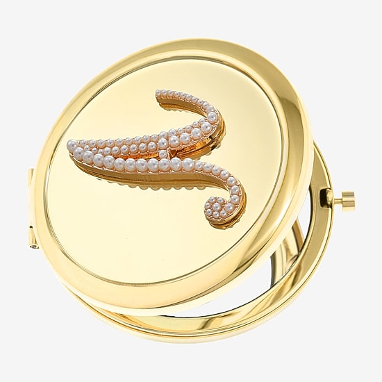 Monet Jewelry Initial Gold Tone Compact Mirror