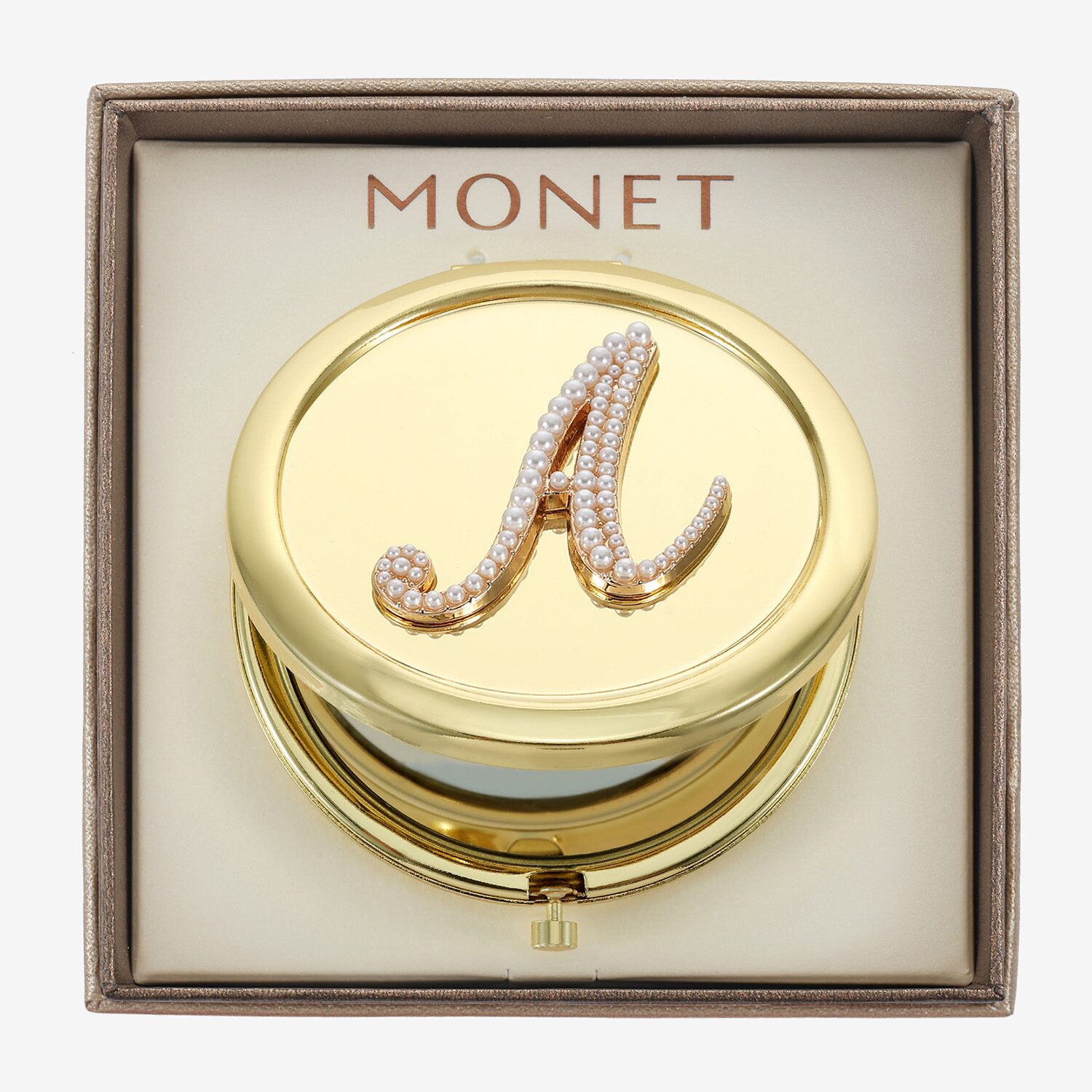 Monet Jewelry Initial Gold Tone Compact Mirror