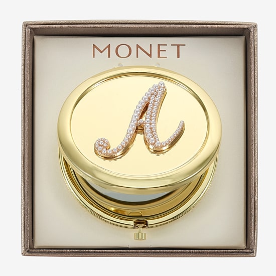 Monet Jewelry Initial Gold Tone Compact Mirror