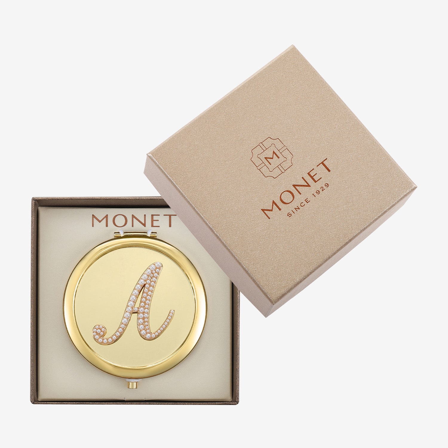 Monet Jewelry Initial Gold Tone Compact Mirror