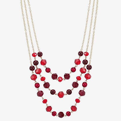 Liz Claiborne Womens 17 Inch Collar Necklace In Red