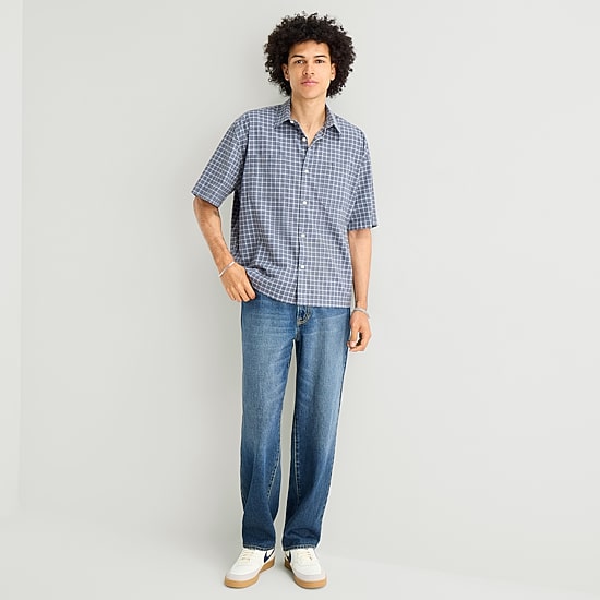 Arizona Mens Short Sleeve Boxy Fit Big and Tall Button-Down Shirt