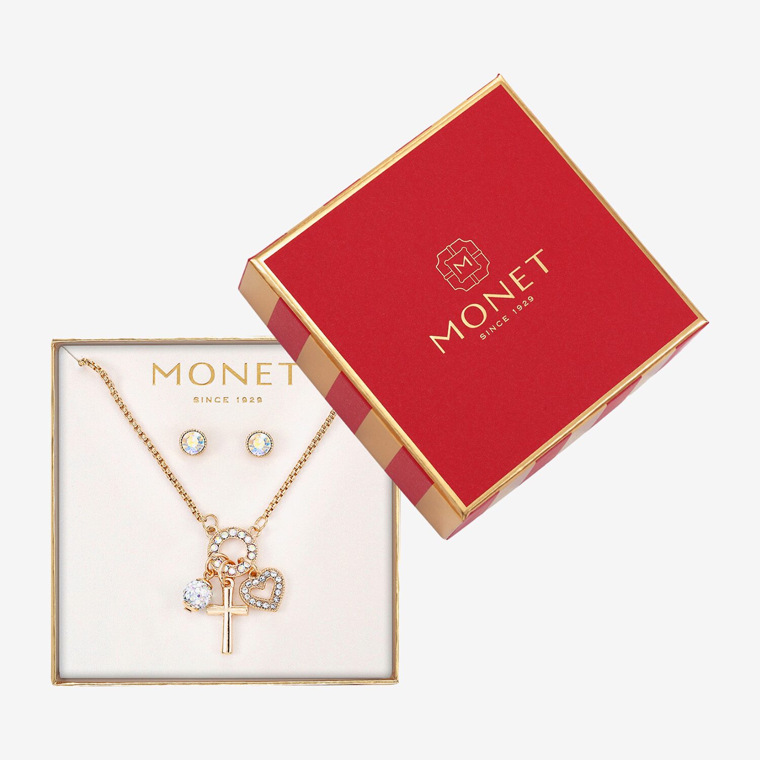 Monet Jewelry Womens Glass Cross 2-pc. Jewelry Set