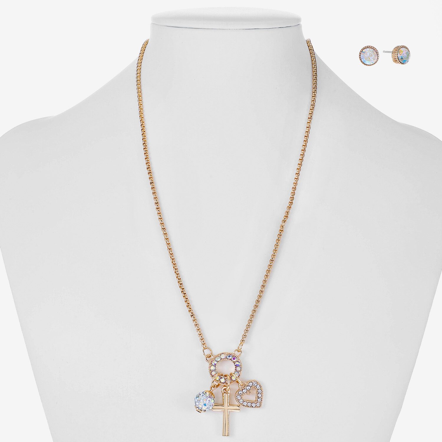 Monet Jewelry Womens Glass Cross 2-pc. Jewelry Set
