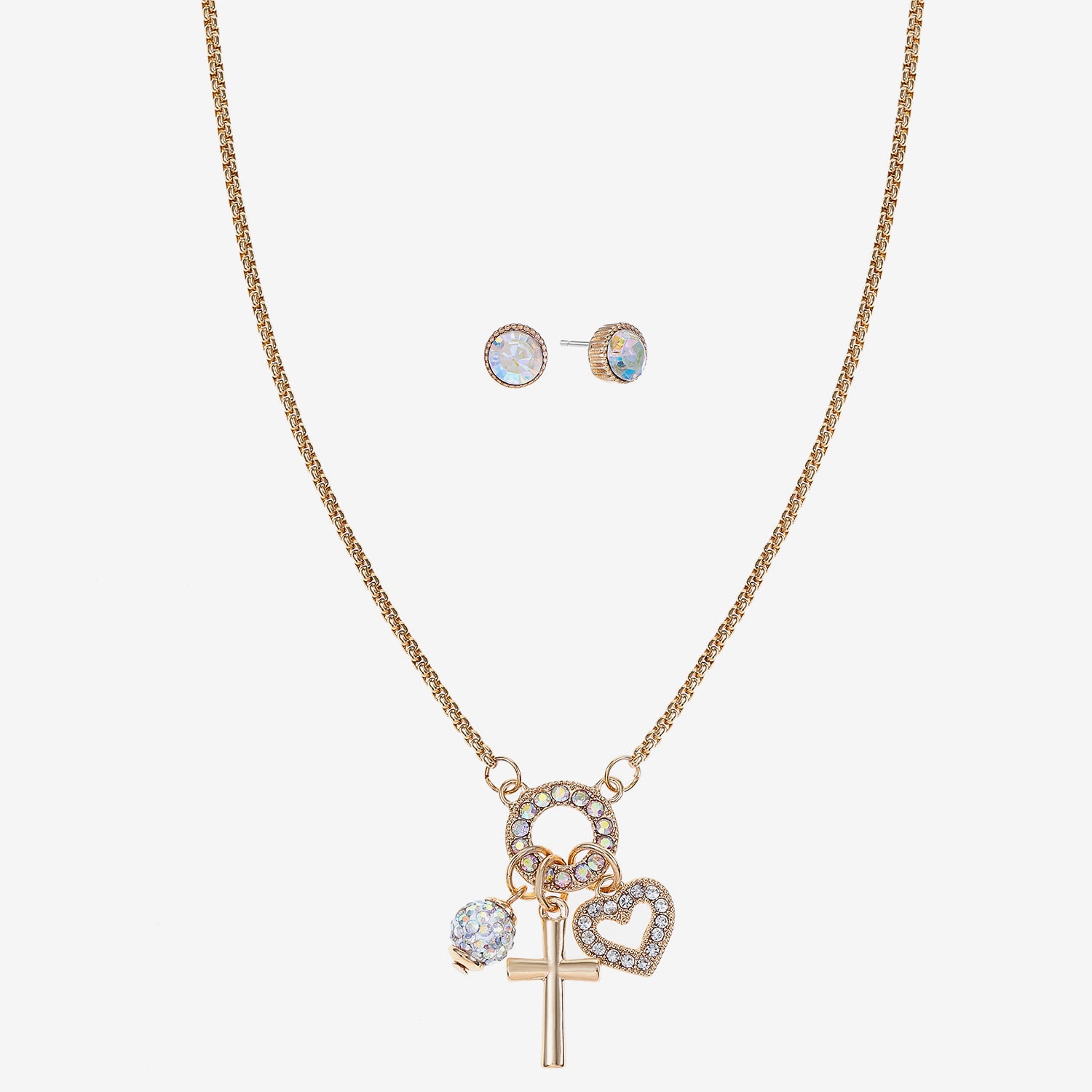 Monet Jewelry Womens Glass Cross 2-pc. Jewelry Set