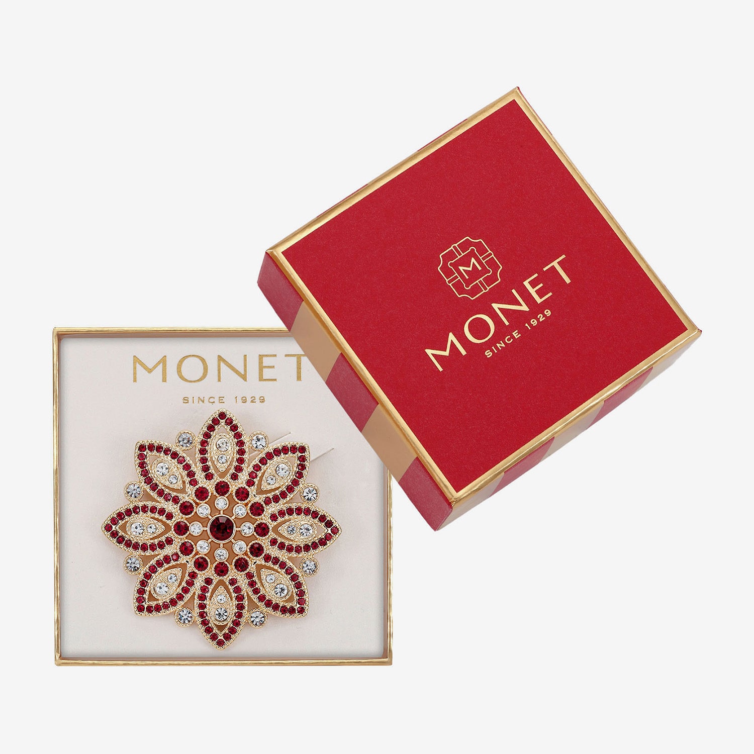 Monet Jewelry Red Glass Pin