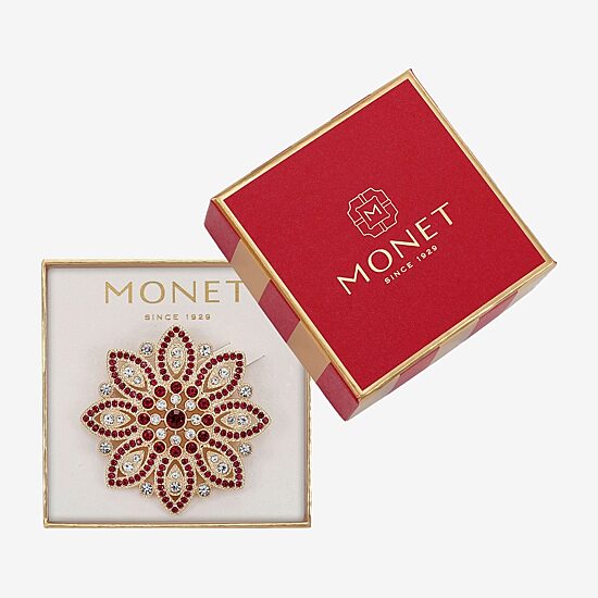 Monet Jewelry Red Glass Pin