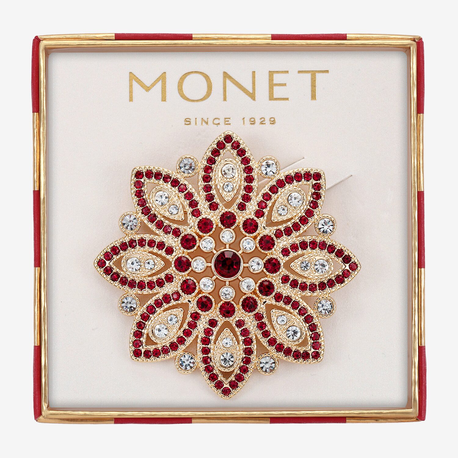 Monet Jewelry Red Glass Pin