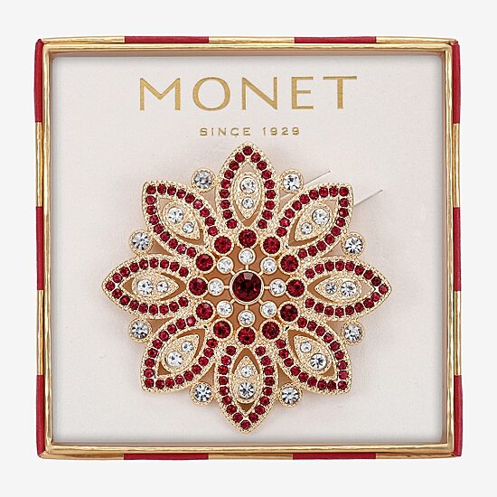 Monet Jewelry Red Glass Pin