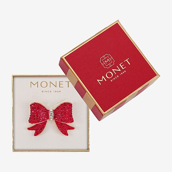 Monet Jewelry Red Glass Pin