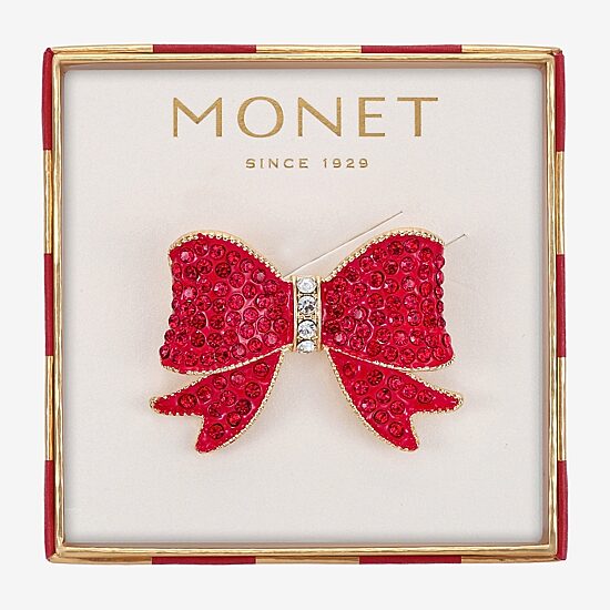 Monet Jewelry Red Glass Pin