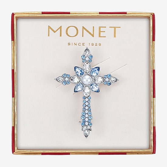 Monet Jewelry Blue Glass Pin
