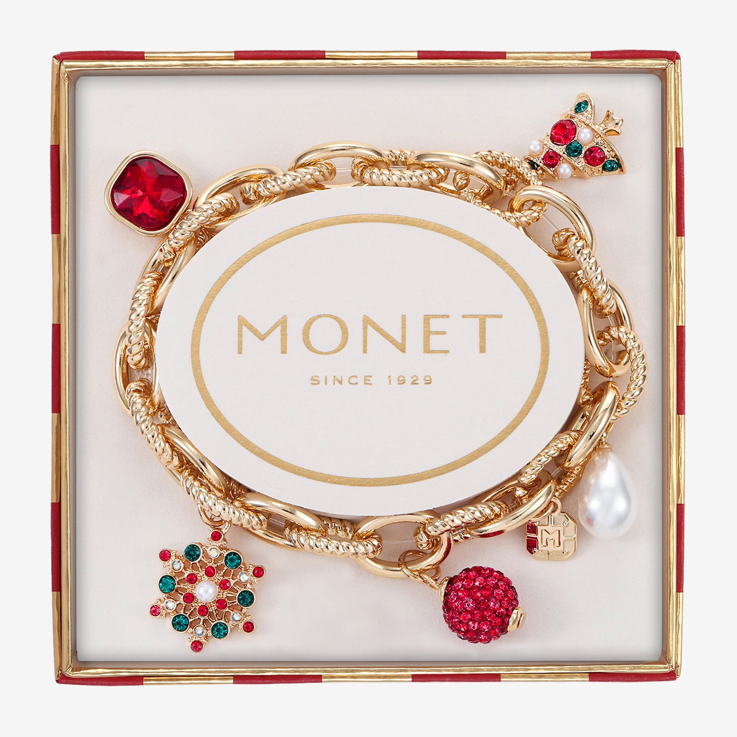 Monet Jewelry Womens Multi Color Glass Stretch Bracelet
