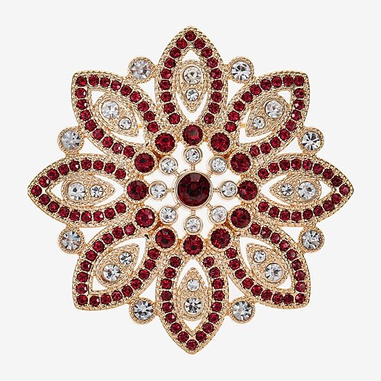 Monet Jewelry Red Glass Pin