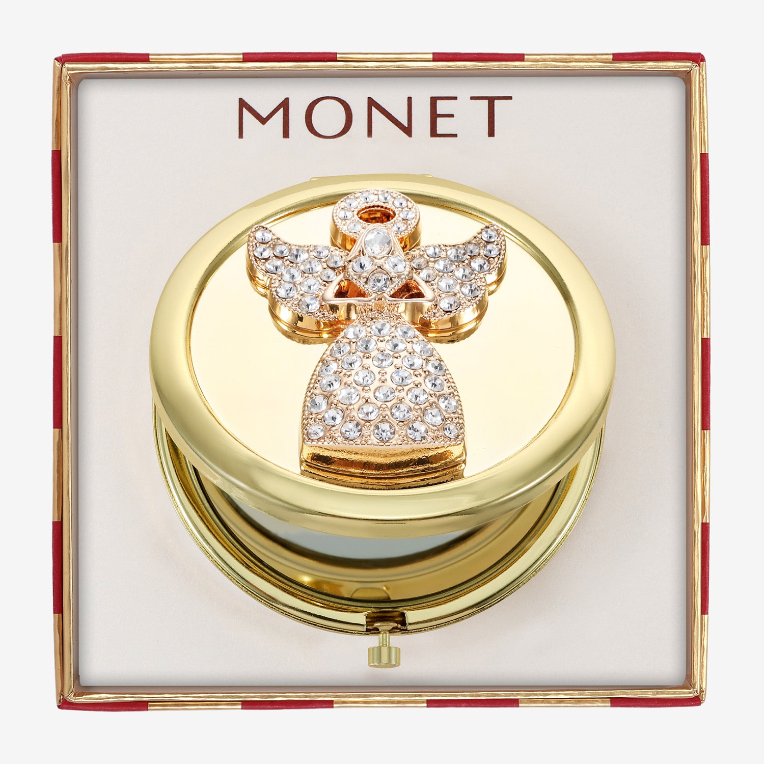 Monet Jewelry Gold Tone Angel Compact Mirror
