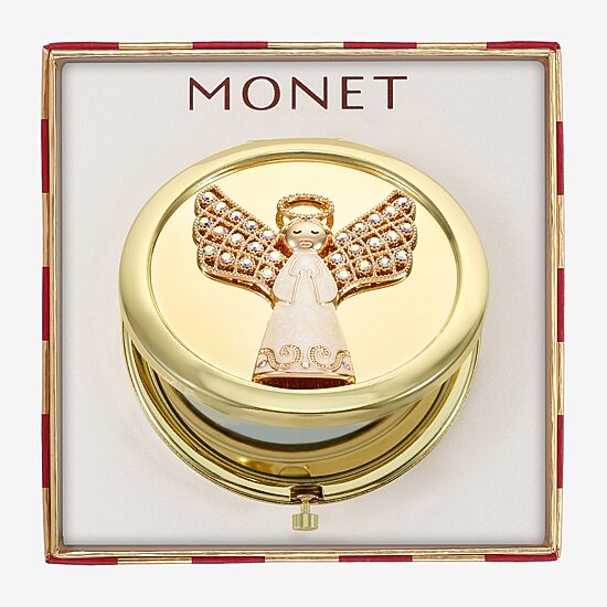 Monet Jewelry Gold Tone Angel Compact Mirror