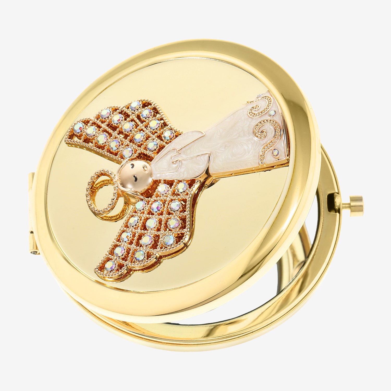 Monet Jewelry Gold Tone Angel Compact Mirror