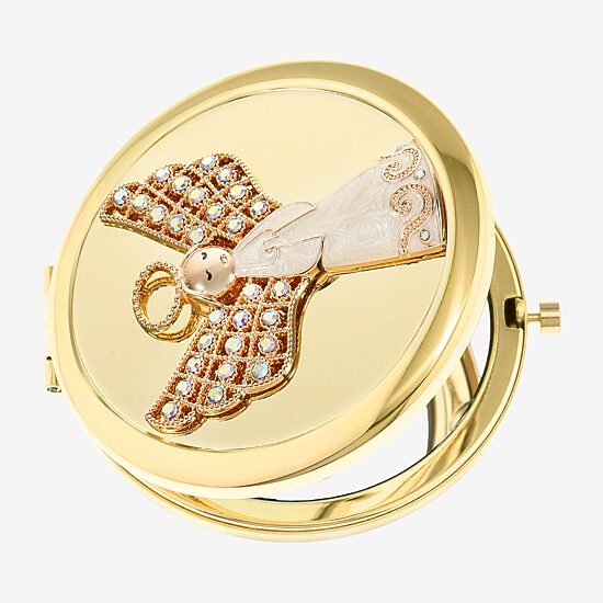 Monet Jewelry Gold Tone Angel Compact Mirror