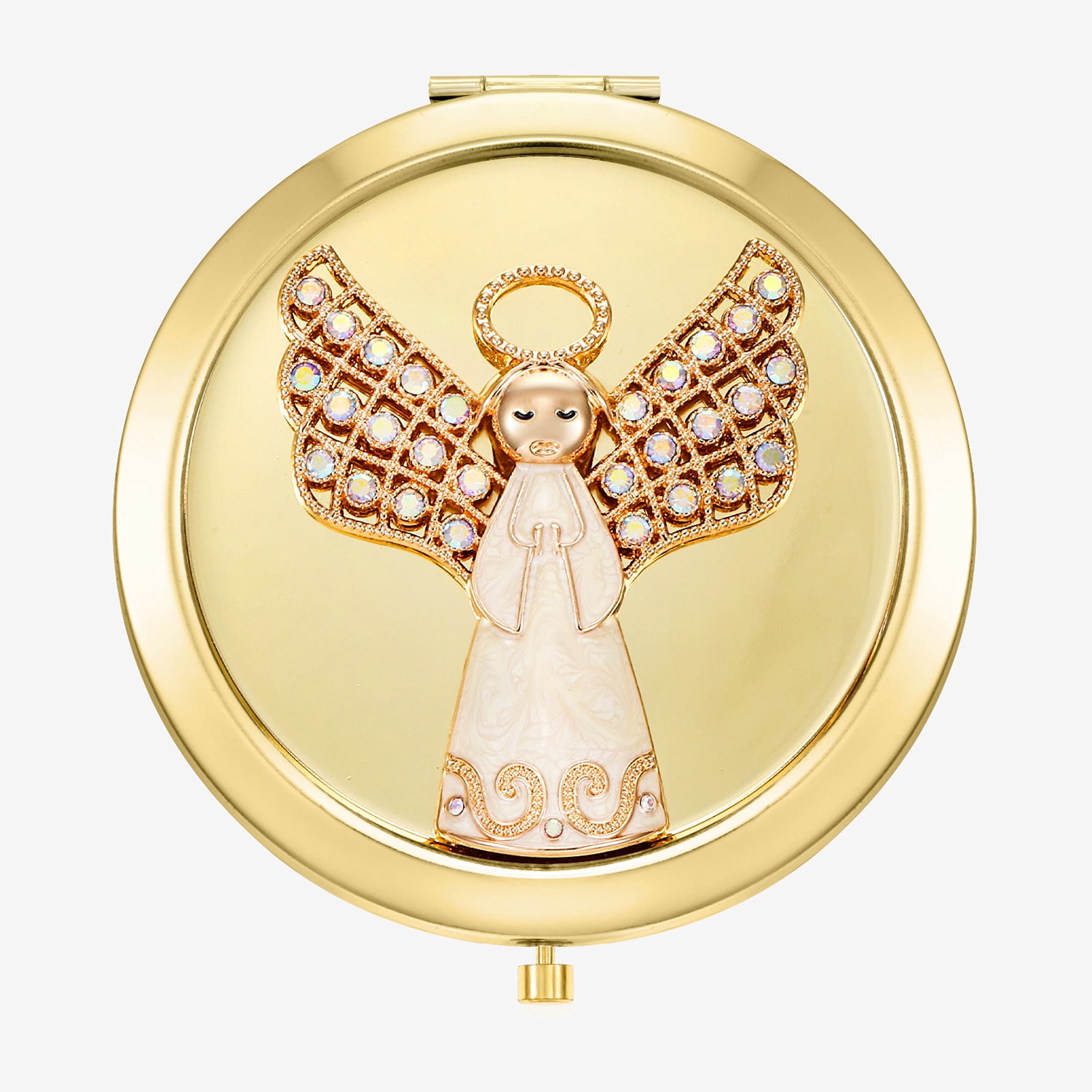 Monet Jewelry Gold Tone Angel Compact Mirror