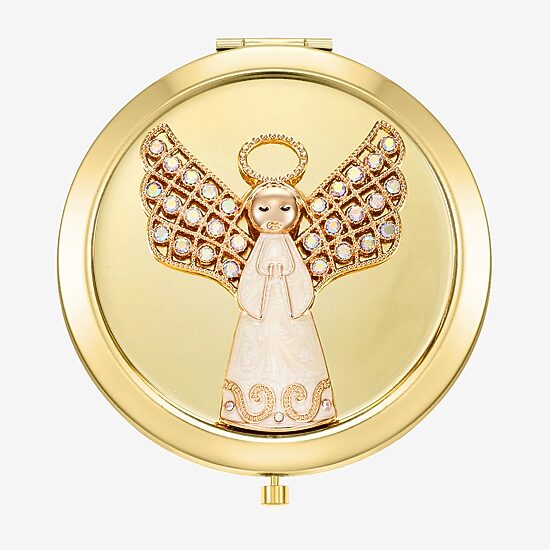 Monet Jewelry Gold Tone Angel Compact Mirror