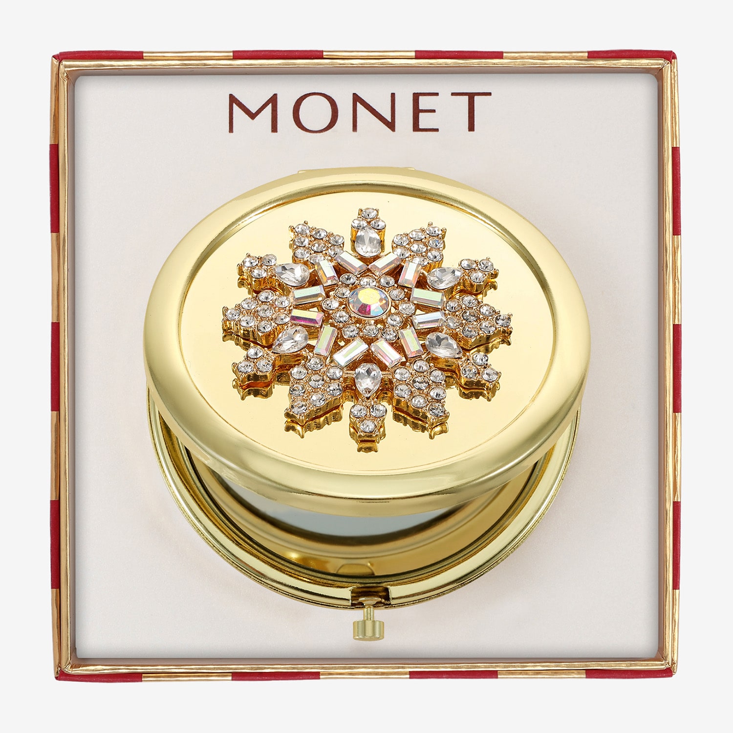 Monet Jewelry Gold Tone Snowflake Compact Mirror