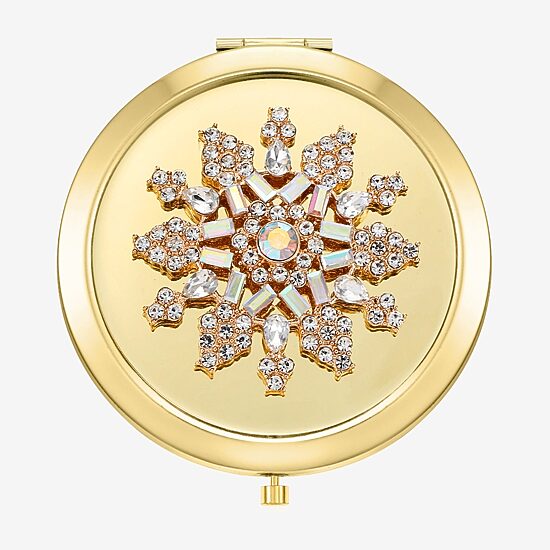 Monet Jewelry Gold Tone Snowflake Compact Mirror