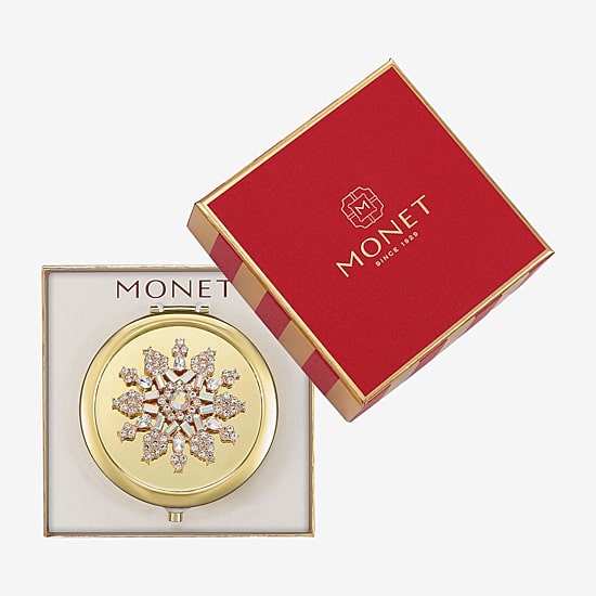 Monet Jewelry Gold Tone Snowflake Compact Mirror