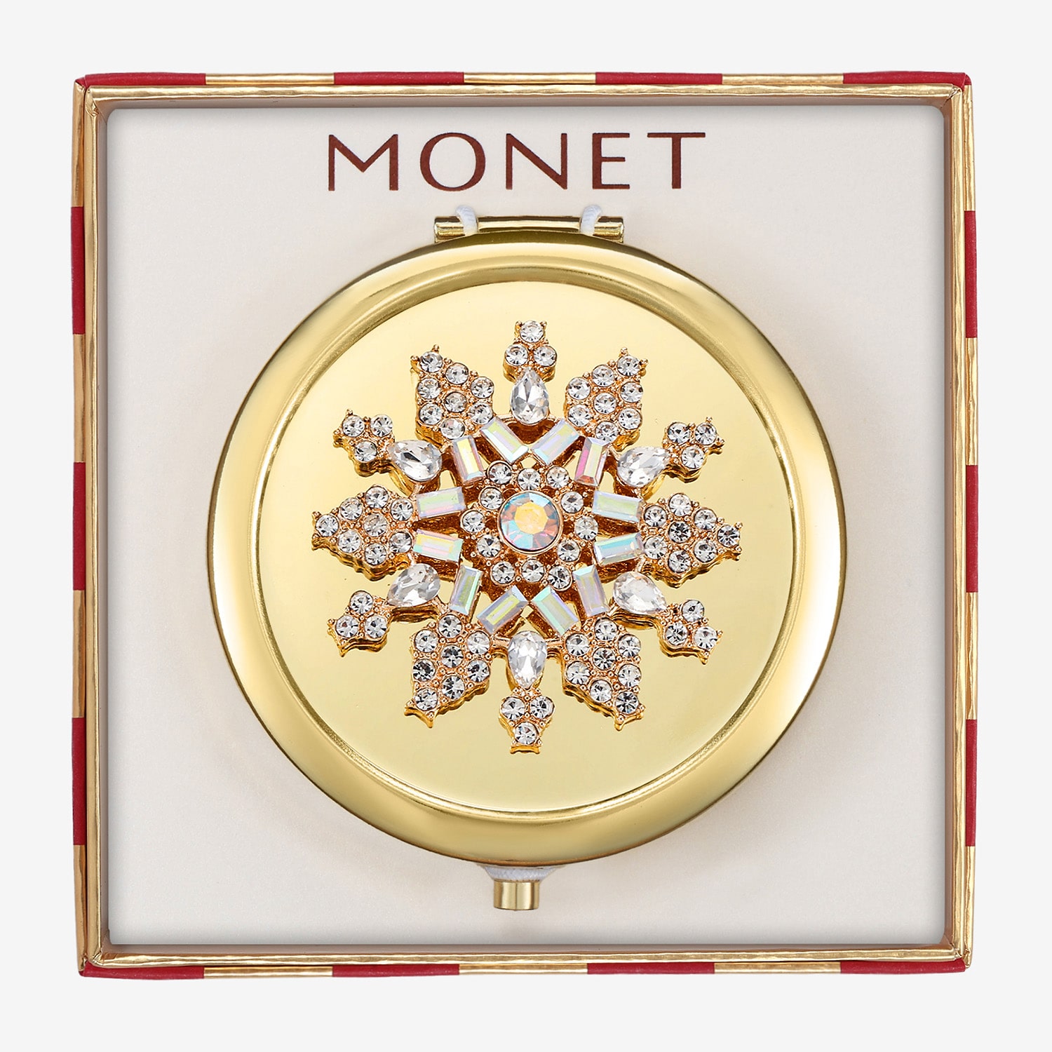 Monet Jewelry Gold Tone Snowflake Compact Mirror
