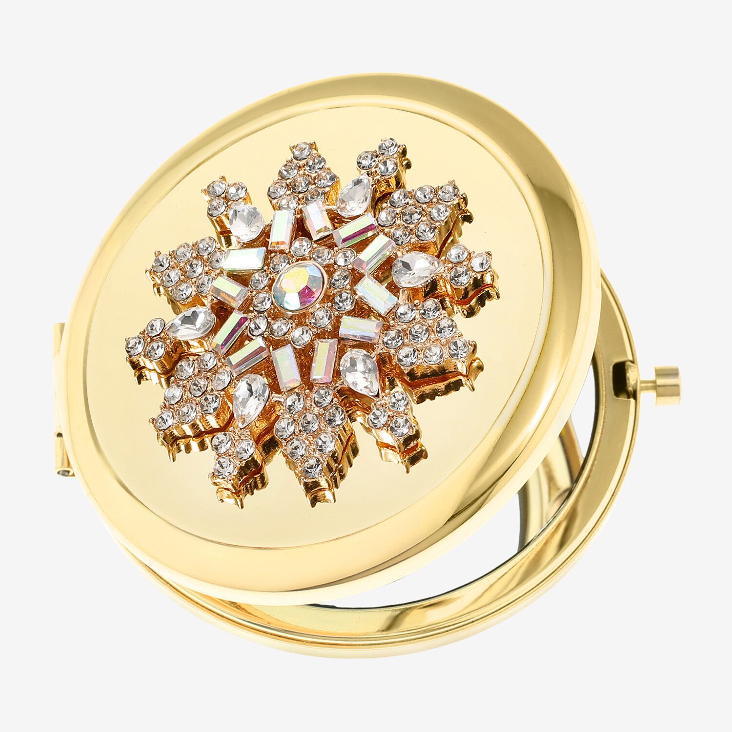 Monet Jewelry Gold Tone Snowflake Compact Mirror