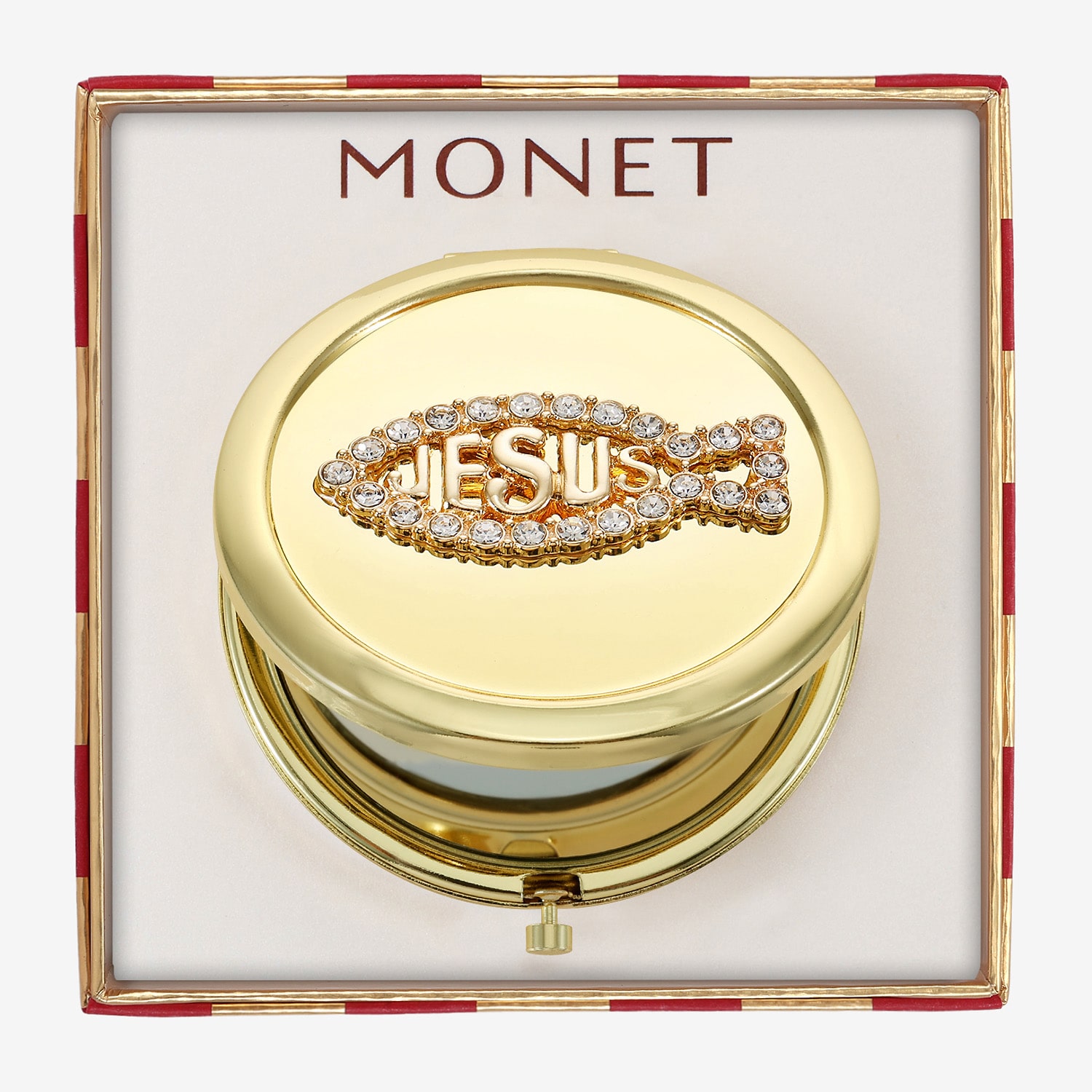 Monet Jewelry Gold Tone Compact Mirror